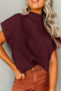 Burgundy Ribbed Knit Sweater