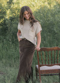 Brown Corduroy Long Skirt